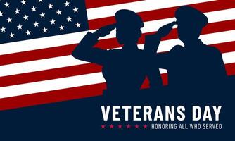 Veterans day background with two soldiers saluting vector
