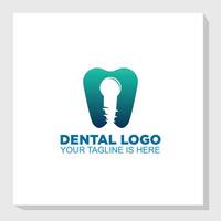 Dental logo design template with a tooth and a key vector