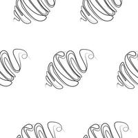 seamless pattern with pastries, namely croissants, drawn in line art style, for food or textile packaging vector