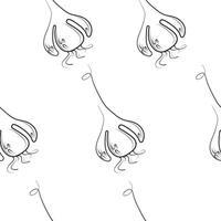 seamless pattern with vegetables and garlic drawn in line art style, for food or textile packaging vector