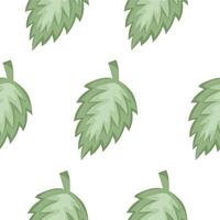 seamless spring pattern with ragged leaves in bright green color on white background, for wrapping or textile vector