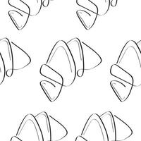 seamless pattern with pastries, namely croissants, drawn in line art style with several lines, for food or textile packaging vector
