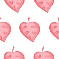 seamless spring pattern with bright pink round leaves on white background, for wrapping or textile vector