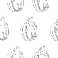 seamless pattern with vegetables and peppers drawn in line art style, for food or textile packaging vector