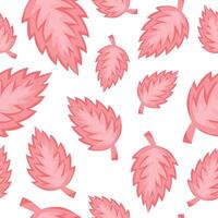 seamless spring pattern with ragged pink leaves on a white background arranged randomly, for packaging or textile vector