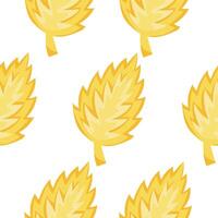 seamless spring pattern with ragged leaves in bright yellow color on white background, for wrapping or textile vector