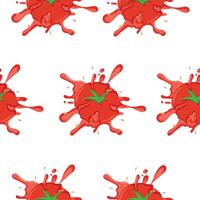 seamless pattern with crushed tomato and blob of tomato sauce on a white background vector