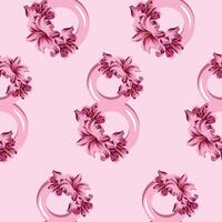 seamless pattern with pink figures of eight decorated with flower buds, namely pink lilies on a pink background, for the holiday of March 8 vector