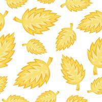seamless spring pattern with ragged yellow leaves on a white background arranged randomly, for packaging or textile vector