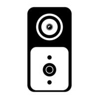 Modern Home Security System Camera Watch Doorbell Intercom - Black Silhouette illustration Icon vector
