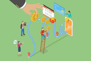 3D Isometric Flat Conceptual Illustration of Customer Journey. vector