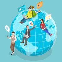 3D Isometric Flat Conceptual Illustration of Anywork Anywhere vector