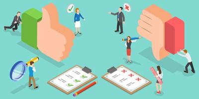 3D Isometric Flat Conceptual Illustration of Advantage and Disadvantage. vector