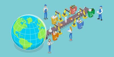 3D Isometric Flat Conceptual Illustration of Waste Sorting And Recycling vector
