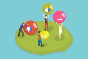 3D Isometric Flat Conceptual Illustration of Advantages And Disadvantages Comparison vector