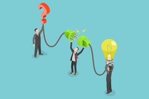 3D Isometric Flat Conceptual Illustration of Solution Finding vector