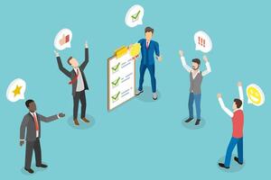 3D Isometric Flat Conceptual Illustration of Employee Recognition vector