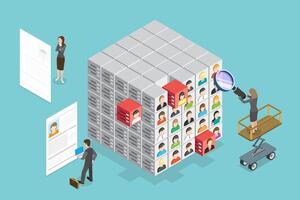 3D Isometric Flat Conceptual Illustration of Applicant Tracking System vector