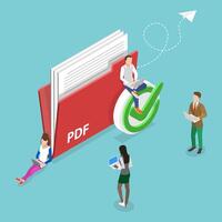 3D Isometric Flat Conceptual Illustration of Upload PDF Document vector