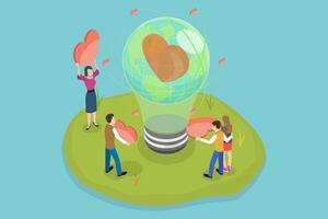 3D Isometric Flat Conceptual Illustration of Sustainable Development vector