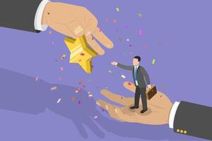 3D Isometric Flat Conceptual Illustration of Employee Recognition And Appreciation. vector