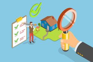 3D Isometric Flat Conceptual Illustration of Property Value Assessment. vector