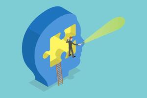 3D Isometric Flat Conceptual Illustration of Intuition And Insight vector