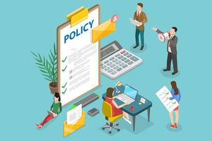 3D Isometric Flat Conceptual Illustration of Regulatory Policy vector