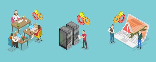 3D Isometric Flat Conceptual Illustration of Computer Technologies vector