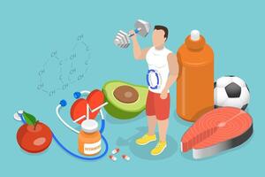 3D Isometric Flat Conceptual Illustration of Metabolism Boosting vector