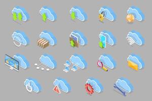 3D Isometric Flat Icon Set. Cloud Technologies vector