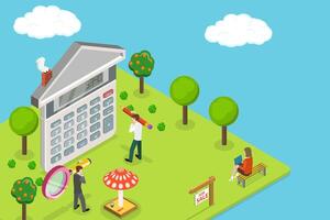 3D Isometric Flat Conceptual Illustration of Home Value Estimator. vector