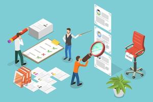 3D Isometric Flat Conceptual Illustration of Recruiting Team vector