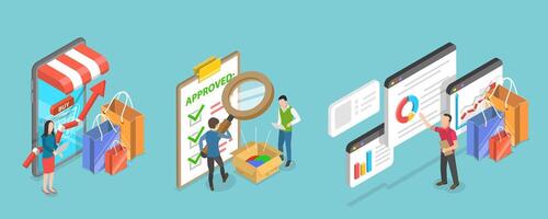 3D Isometric Flat Conceptual Illustration of Customer-Oriented Marketing Strategy vector