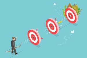 3D Isometric Flat Conceptual Illustration of Multiple Target Shot vector