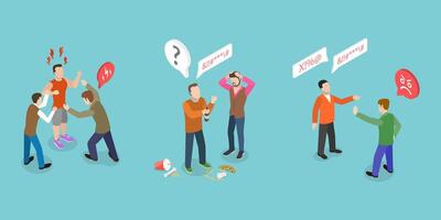 3D Isometric Flat Conceptual Illustration of Antisocial Behaviour vector