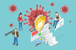 3D Isometric Flat Conceptual Illustration of COVID-19 Privacy And Security vector