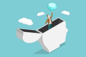 3D Isometric Flat Conceptual Illustration of Building Self-Confidence vector
