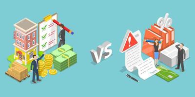 3D Isometric Flat Conceptual Illustration of Assets Vs Liability vector