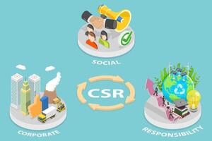 3D Isometric Flat Conceptual Illustration of CSR vector