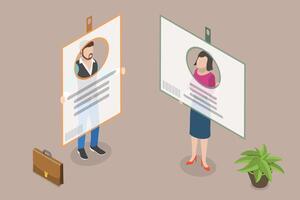 3D Isometric Flat Conceptual Illustration of Identification Badge. vector