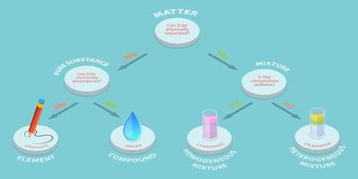 3D Isometric Flat Conceptual Illustration of Classifying Matter vector
