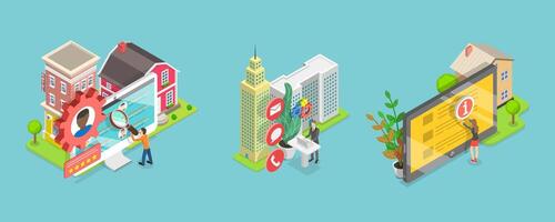 3D Isometric Flat Conceptual Illustration of Customer Support Service vector