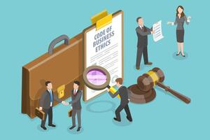 3D Isometric Flat Conceptual Illustration of Code Of Business Ethics vector