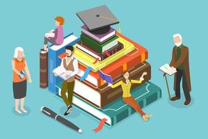 3D Isometric Flat Conceptual Illustration of Lifelong Skills Development vector