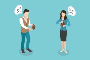 3D Isometric Flat Conceptual Illustration of Persons With Empty Wallet vector