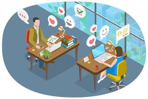 3D Isometric Flat Conceptual Illustration of Netiquette. vector