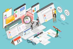 3D Isometric Flat Conceptual Illustration of Customer Data vector