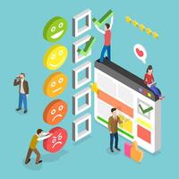 3D Isometric Flat Conceptual Illustration of Customer Satisfaction Surveys vector