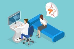 3D Isometric Flat Conceptual Illustration of Endometriosis vector